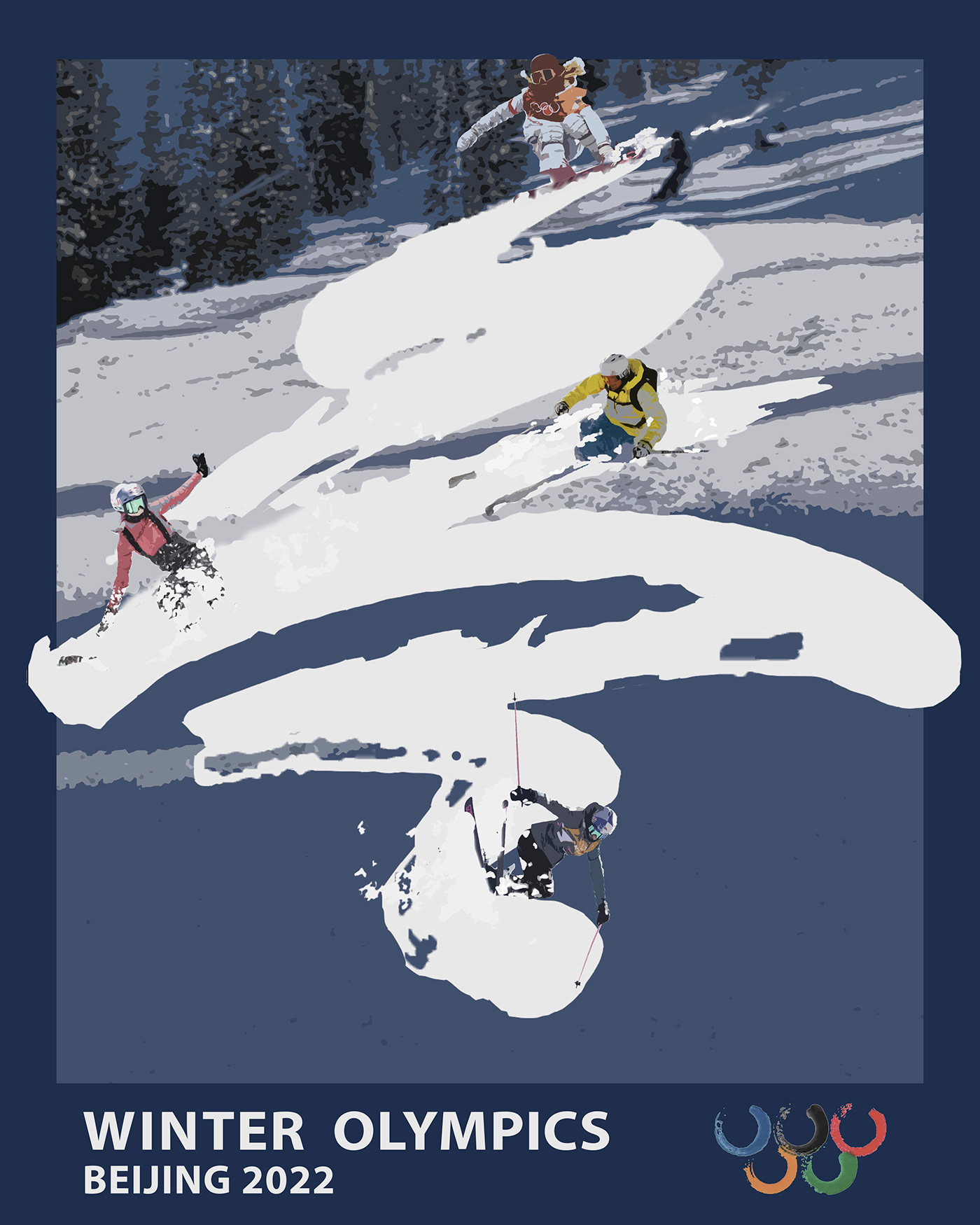 graphic design  Olympics poster skiing winterolympics