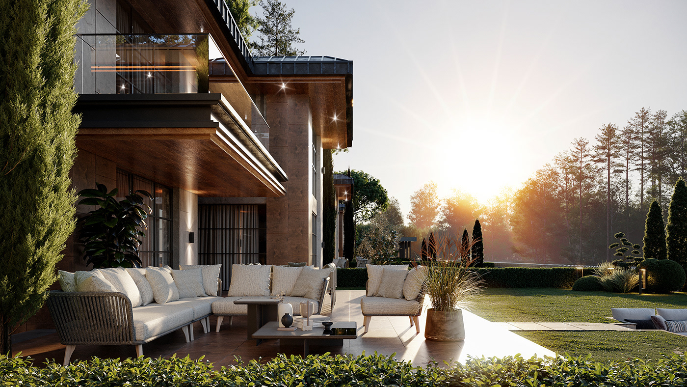 architecture visualization Render modern Villa house exterior archviz CGI corona