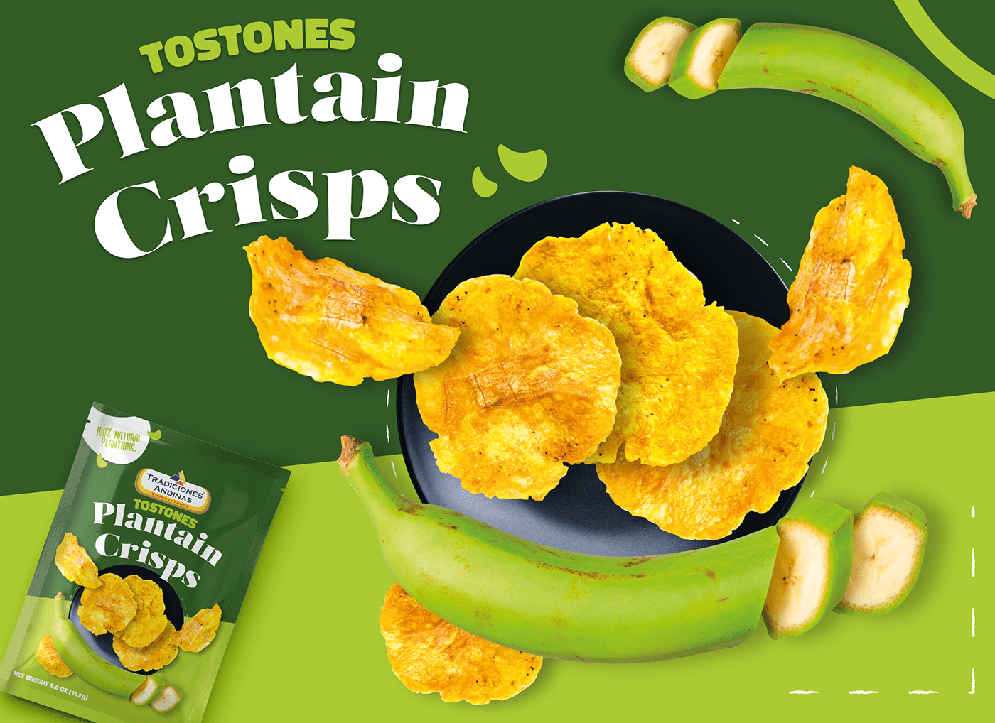 brand identity crisps packaging Food  Packaging packing platains Platano verde  product design  snack tostones