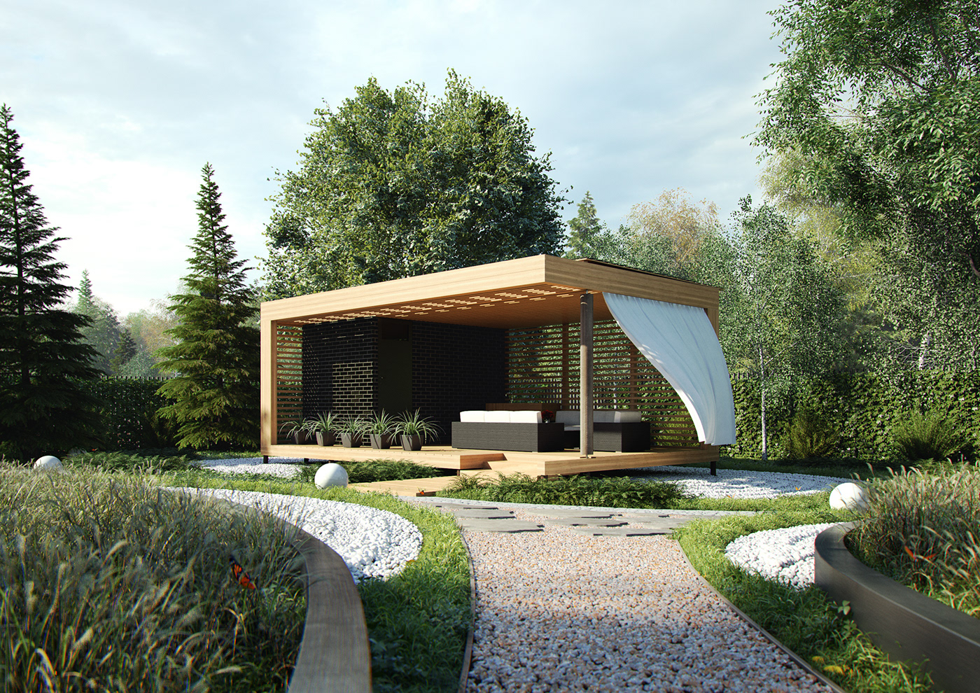 Yuriy Bochkaryov 3dmax MentalRay modern cottage