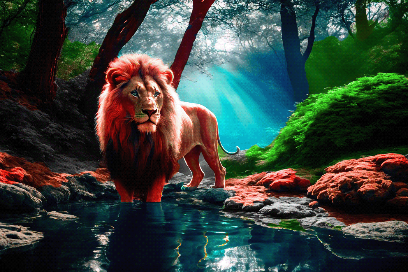 lion Digital Art  Photography  restoration black and white Nature photographer editorial colorization bw