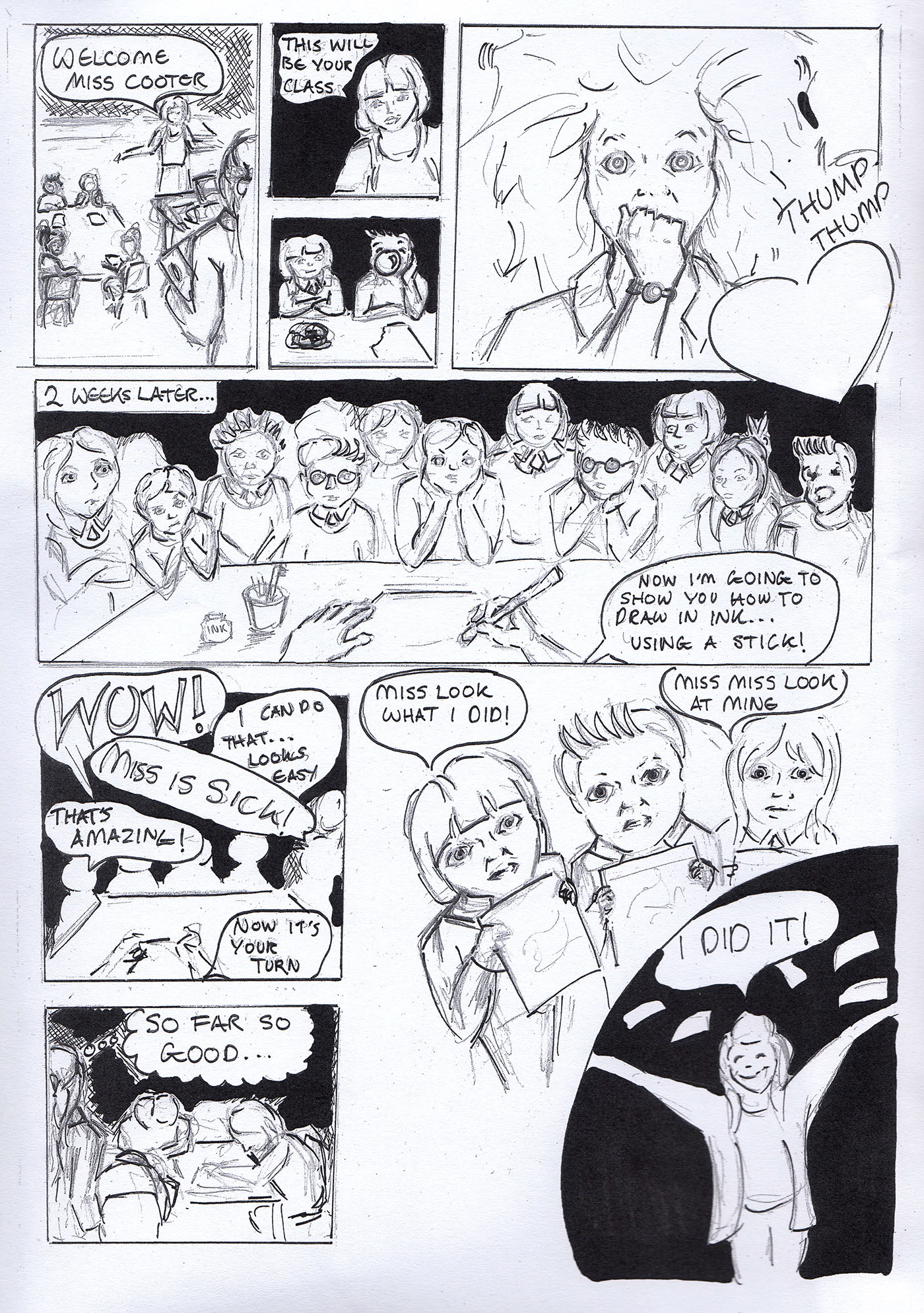 comicbook teacher Education school sequence learning demonstration sketching new Cartooning 