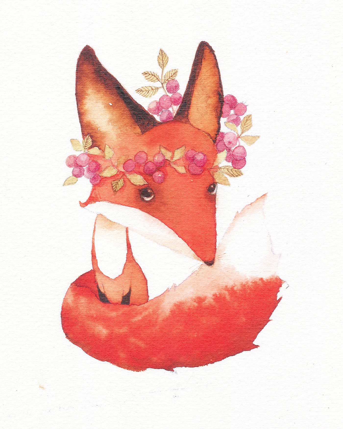 animal art Character characterdesign flower FOX homedecor ILLUSTRATION  painting   pink