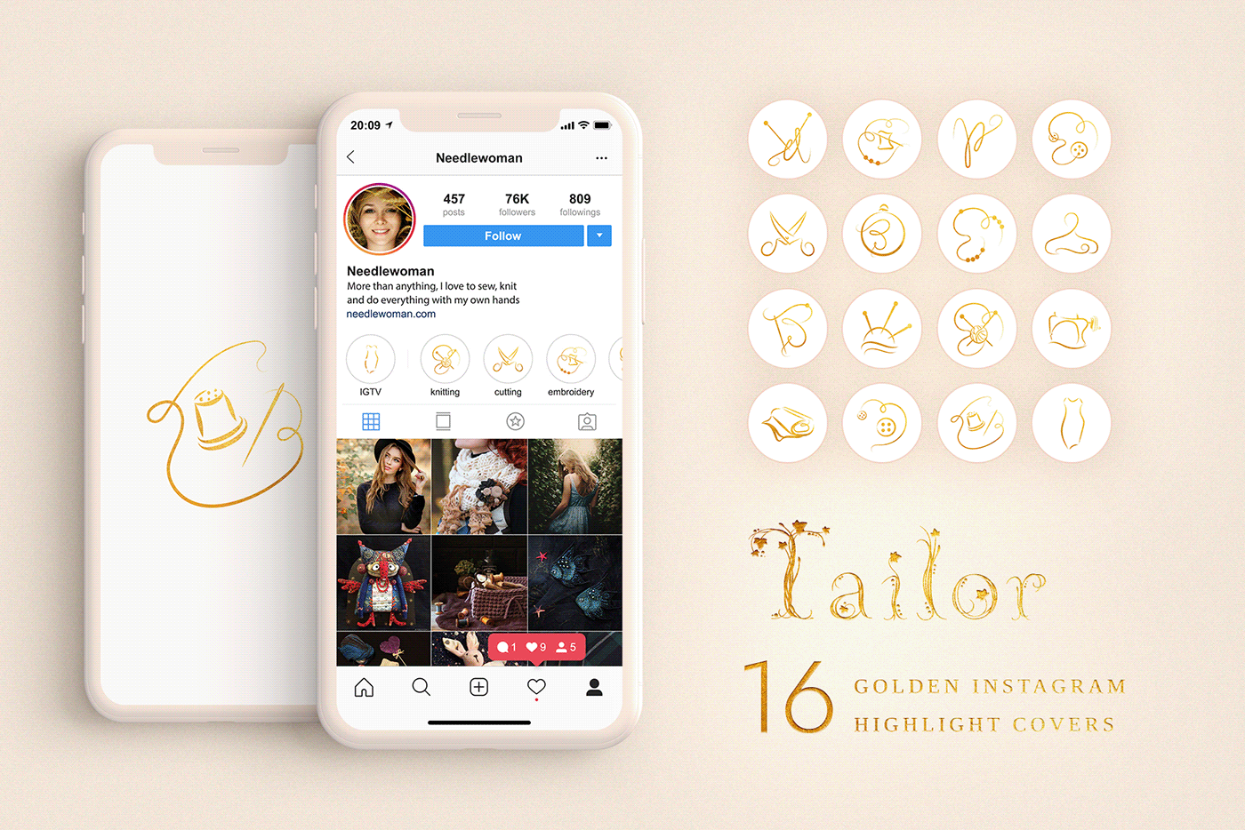 tailor Golden Icons instagram covers linear calligraphic instagram highlight