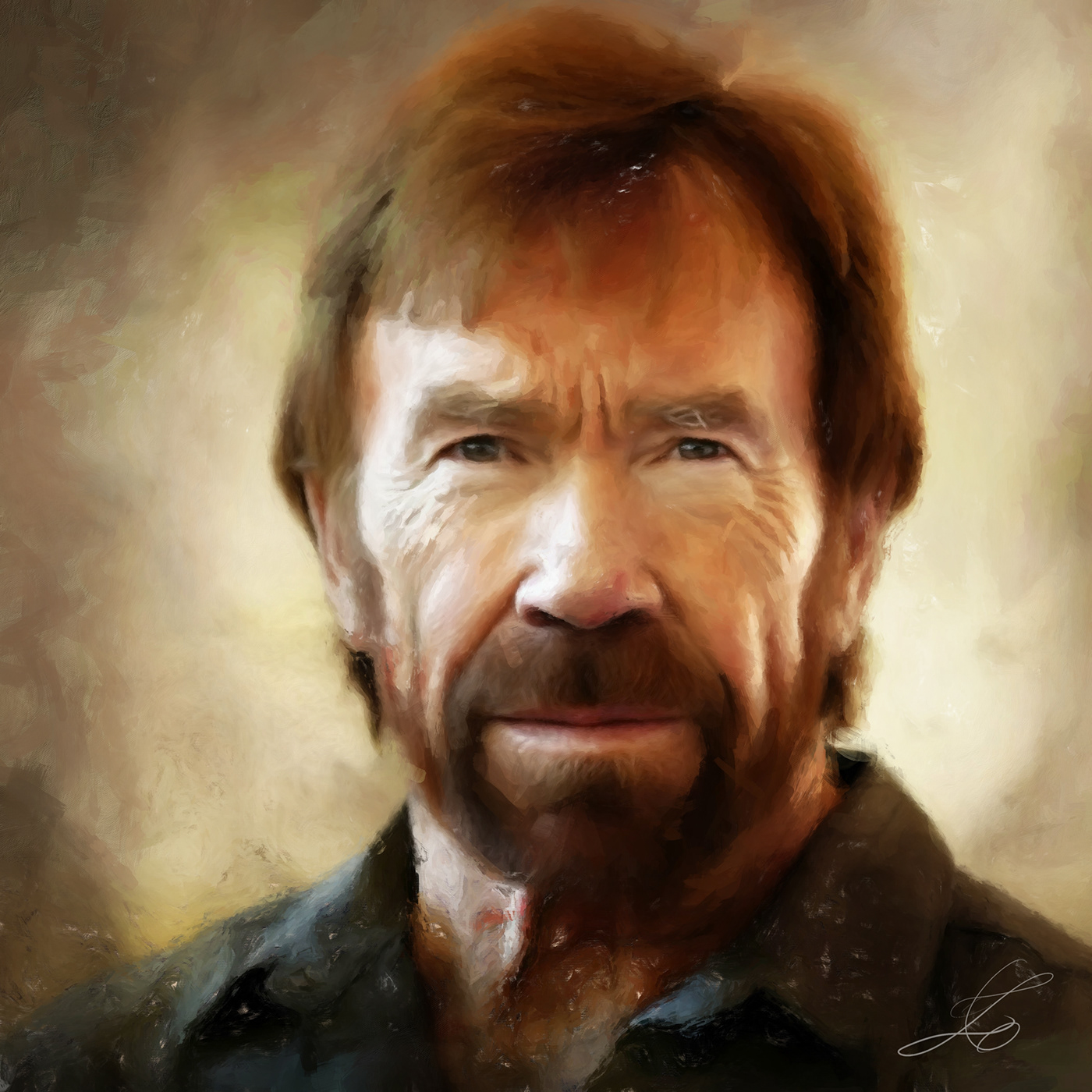 #lone wolf Character design  Chuck Norris Digital Art  digital painting human face Texas Rangers