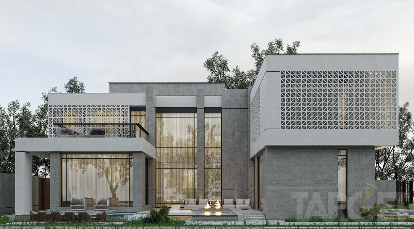 Outdoor architecture exterior modern visualization UAE dubai Luxury Design house Villa