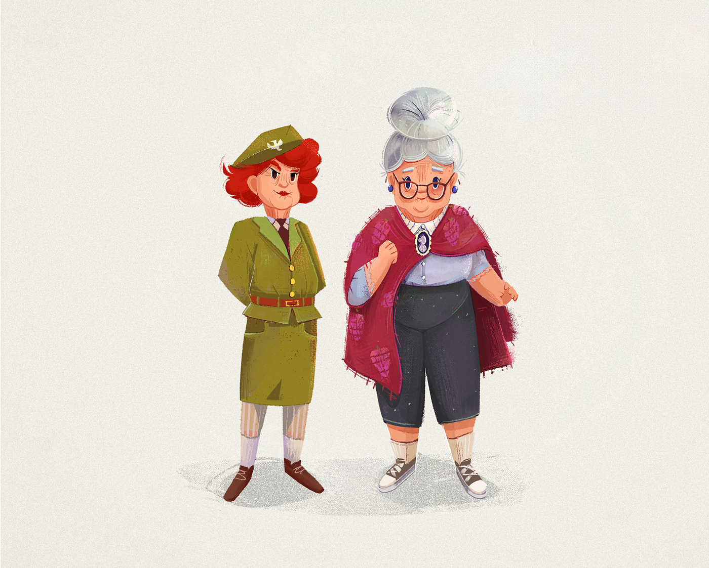 character design of grandmas for picturebook childrens book art 