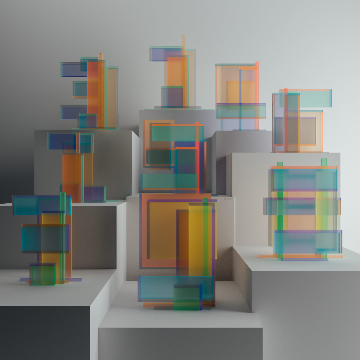 numbers 3DType josefalbers bauhaus plexiglass gradient pantone colors sculptures