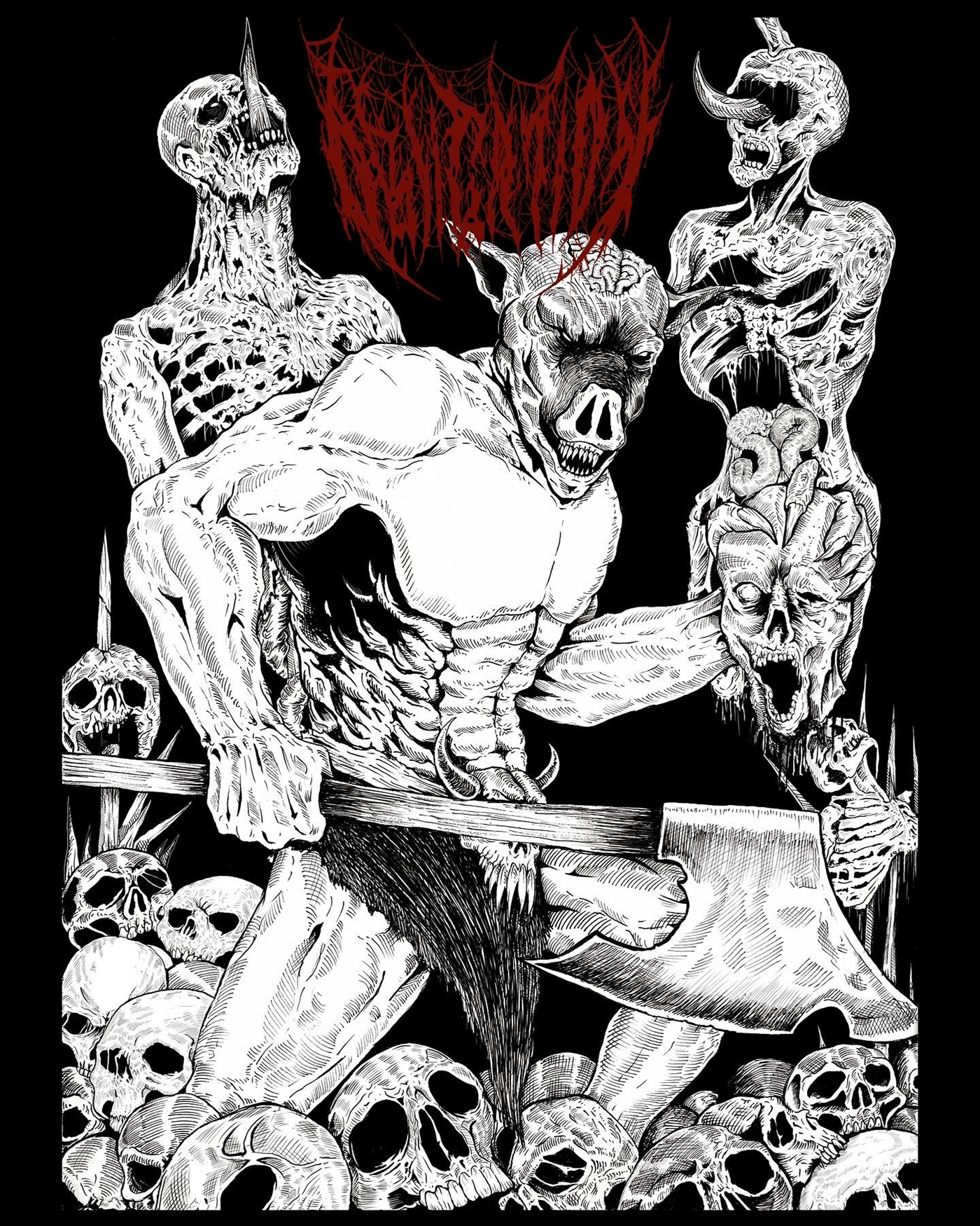 metal Deathmetal artwork ILLUSTRATION  darkwork inkdrawing