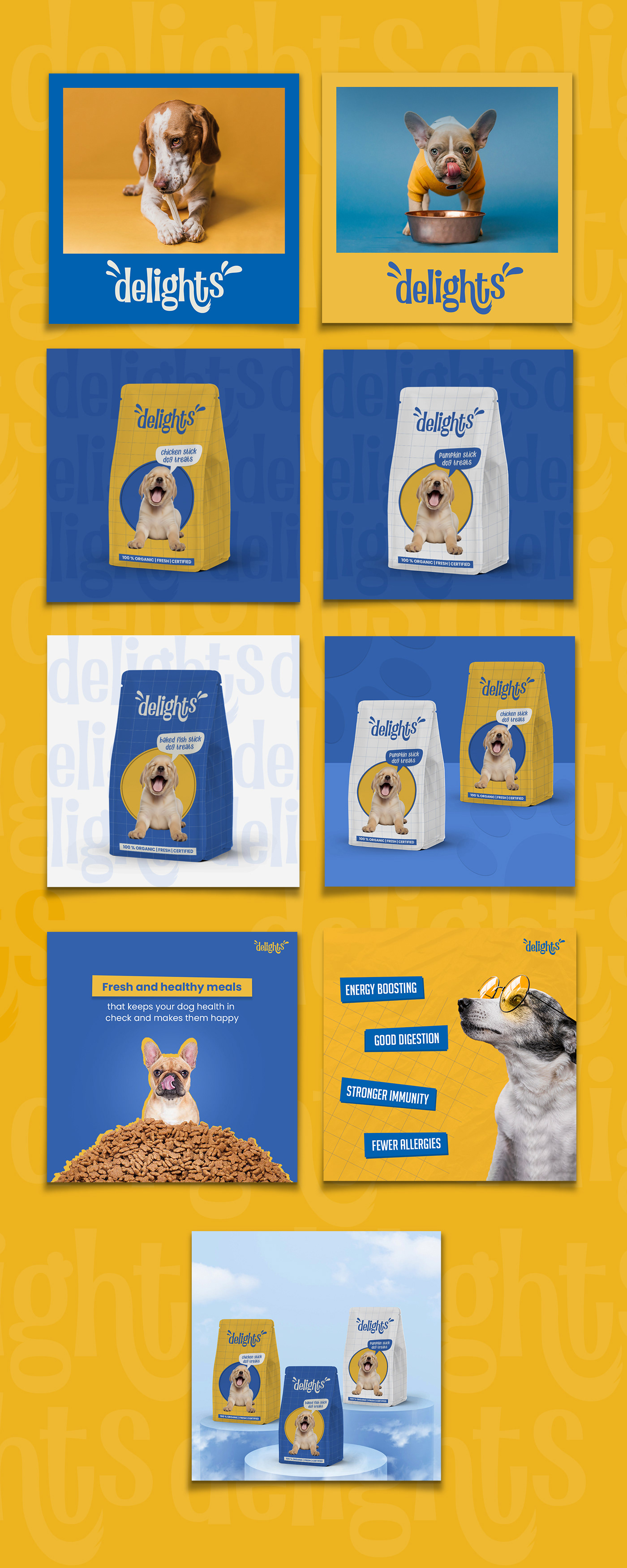Pet Food Packaging package design  logo pet food post social media dog food social media dog treats