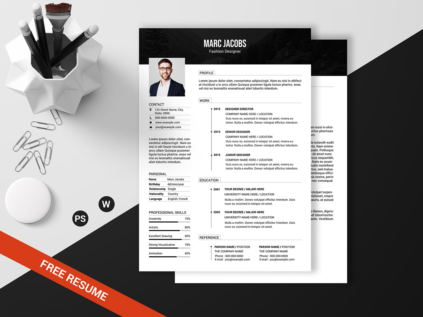 a4 business card clean CV clean resume creative creative CV Creative Resume Resume