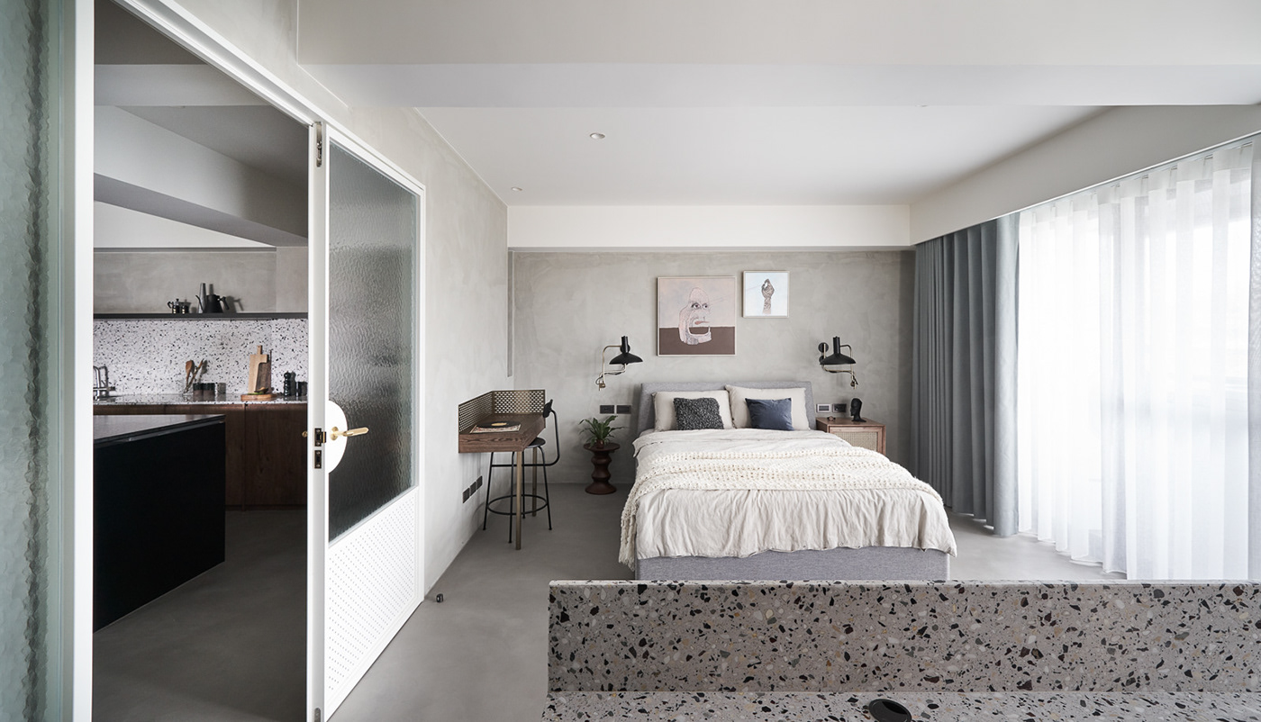 heycheese kc design taiwan apartment interior design  Residence curve gray minimalist