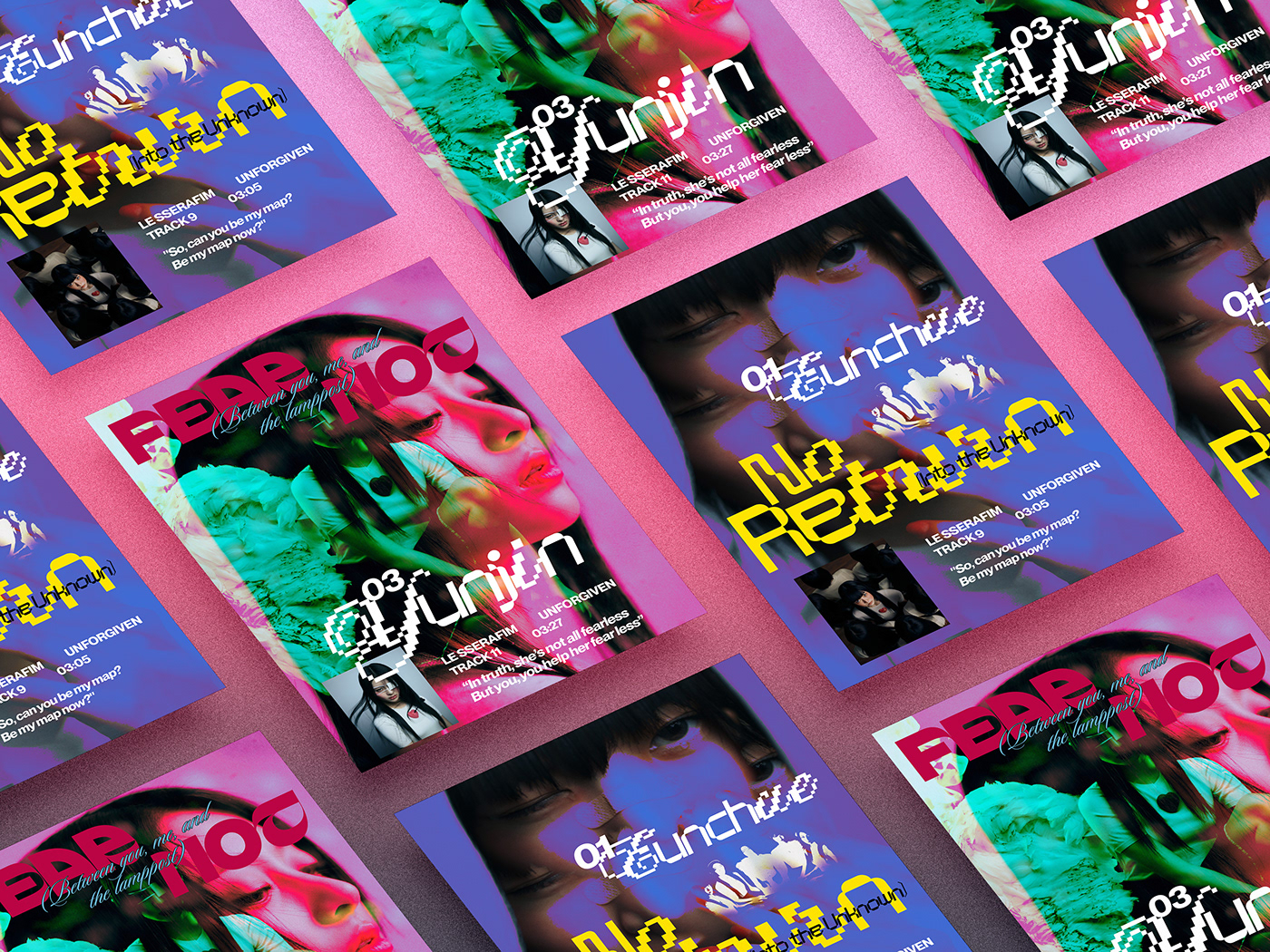 kpop CD cover posters le sserafim music Digital Art  concept visual Logotype Brand Design
