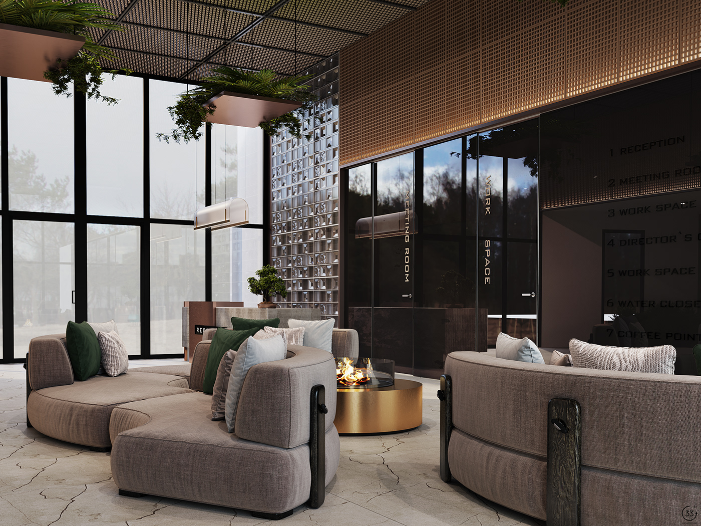 3ds max corona renderer Interior interior design  Office reception Render visualization