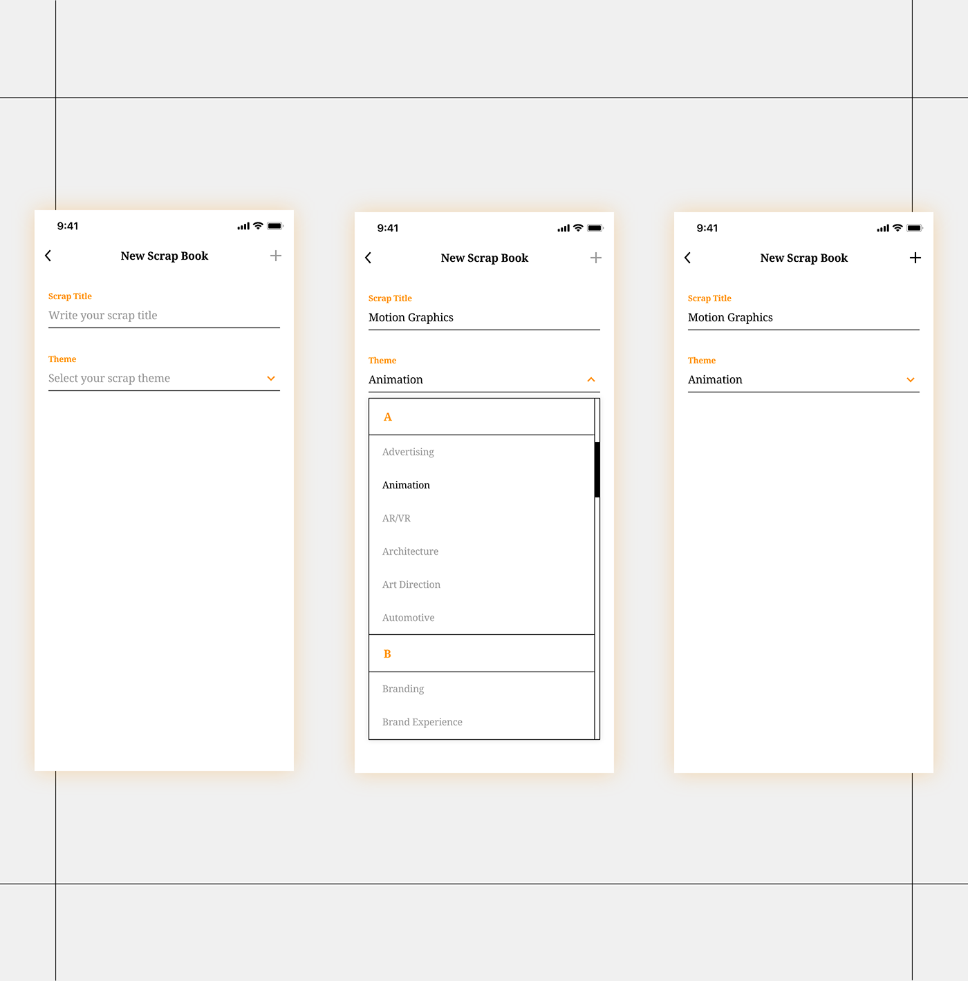 ux UI mobile noto serif scrap iphone ios android adobexd MadeWithAdobeXd