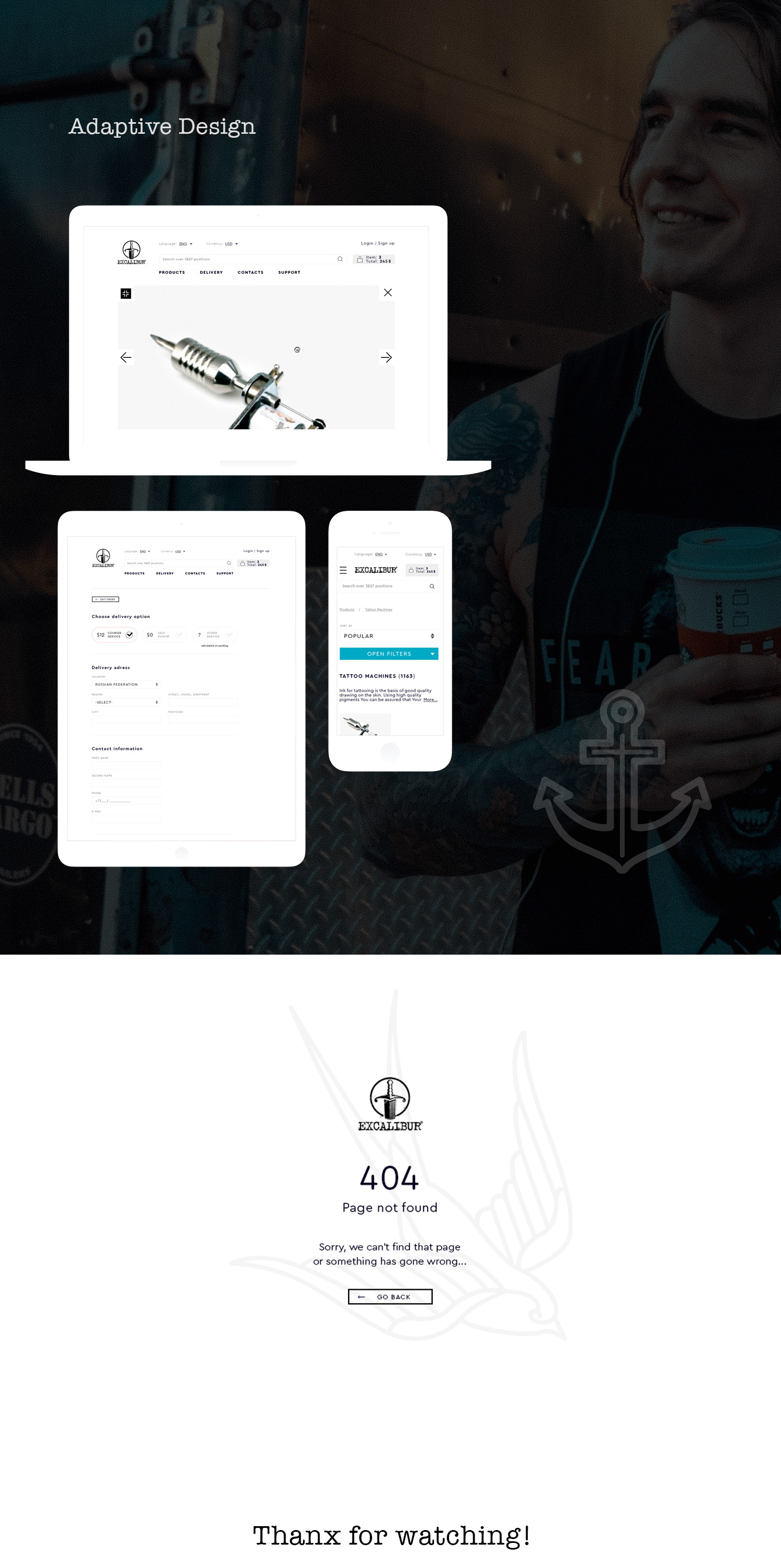 tattoo shop store black Style Adaptive user interface user experience Web Design  e-commerce
