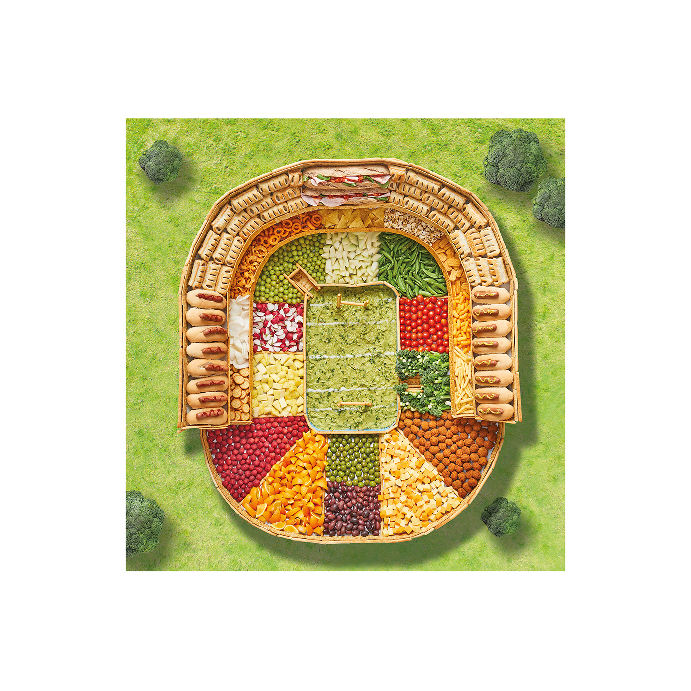 A Rugby Stadium constructed out of food