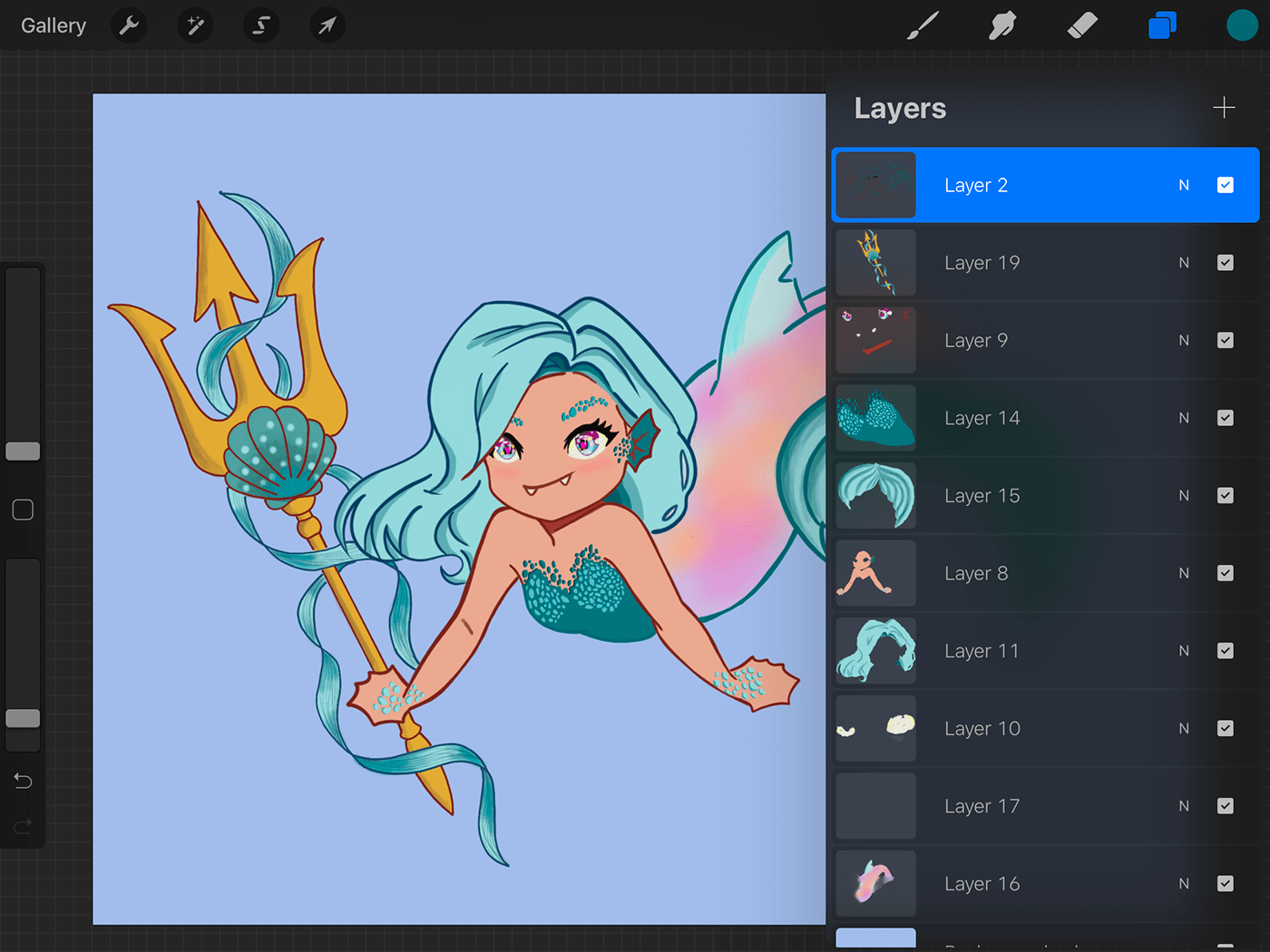 mermaid cartoon art coloring adobe draw cute colorful girl tail fantasy Mobile Legends