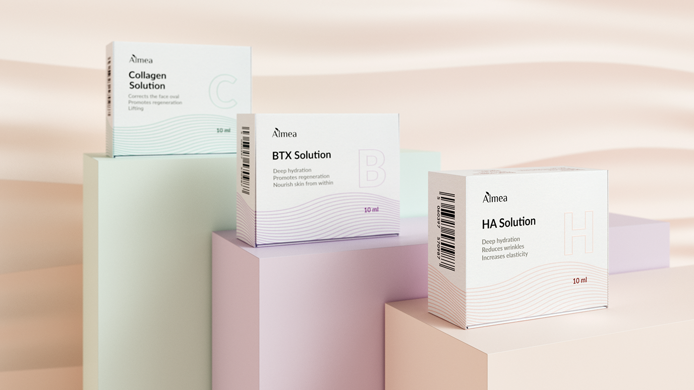 cosmetics boxes injection pastel Packaging motion medical ampoule skincare Packshot