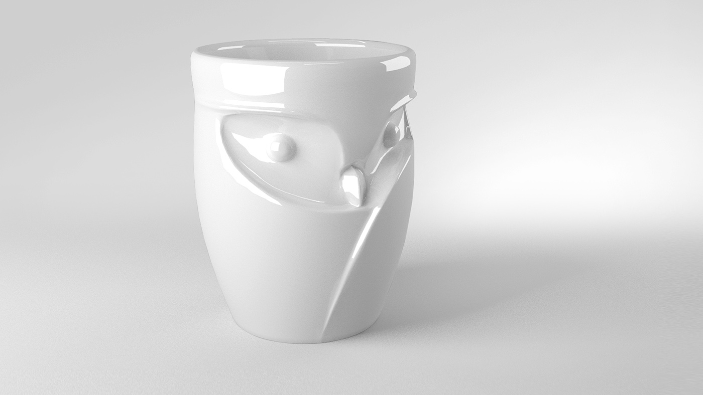 mazda ceramics  ceramic cup ceramic design white ceramics design Animal Product product owl cup diploo 3d print 3d design gift animal shaped