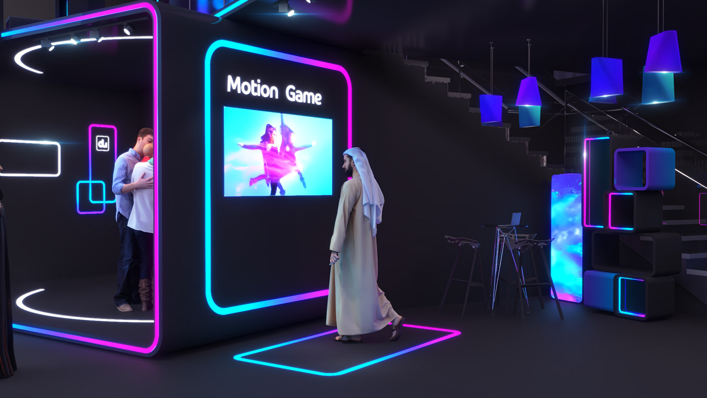 3D Advertising  bahaa2 business du Event Exhibition  modern Stand UAE