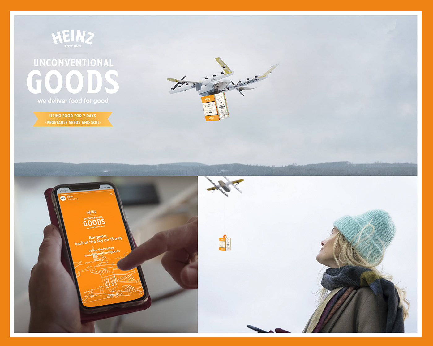 Advertising  bio box campaign COVid drones Food  goods heinz Plant