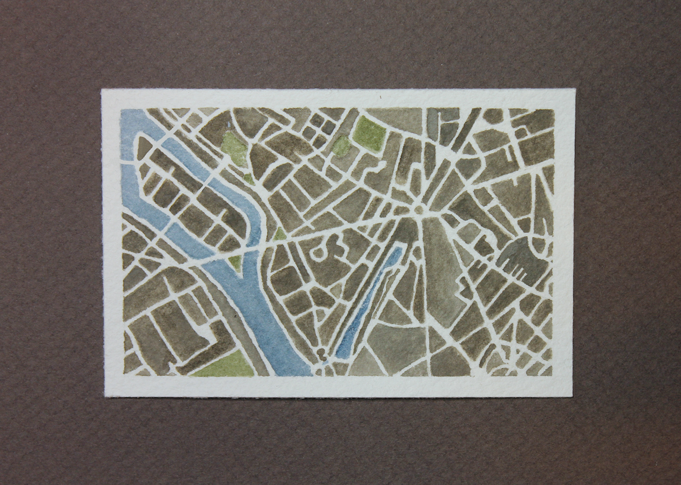 Paris france watercolor map cartography design city art world tourism Travel Street explore downtown paint