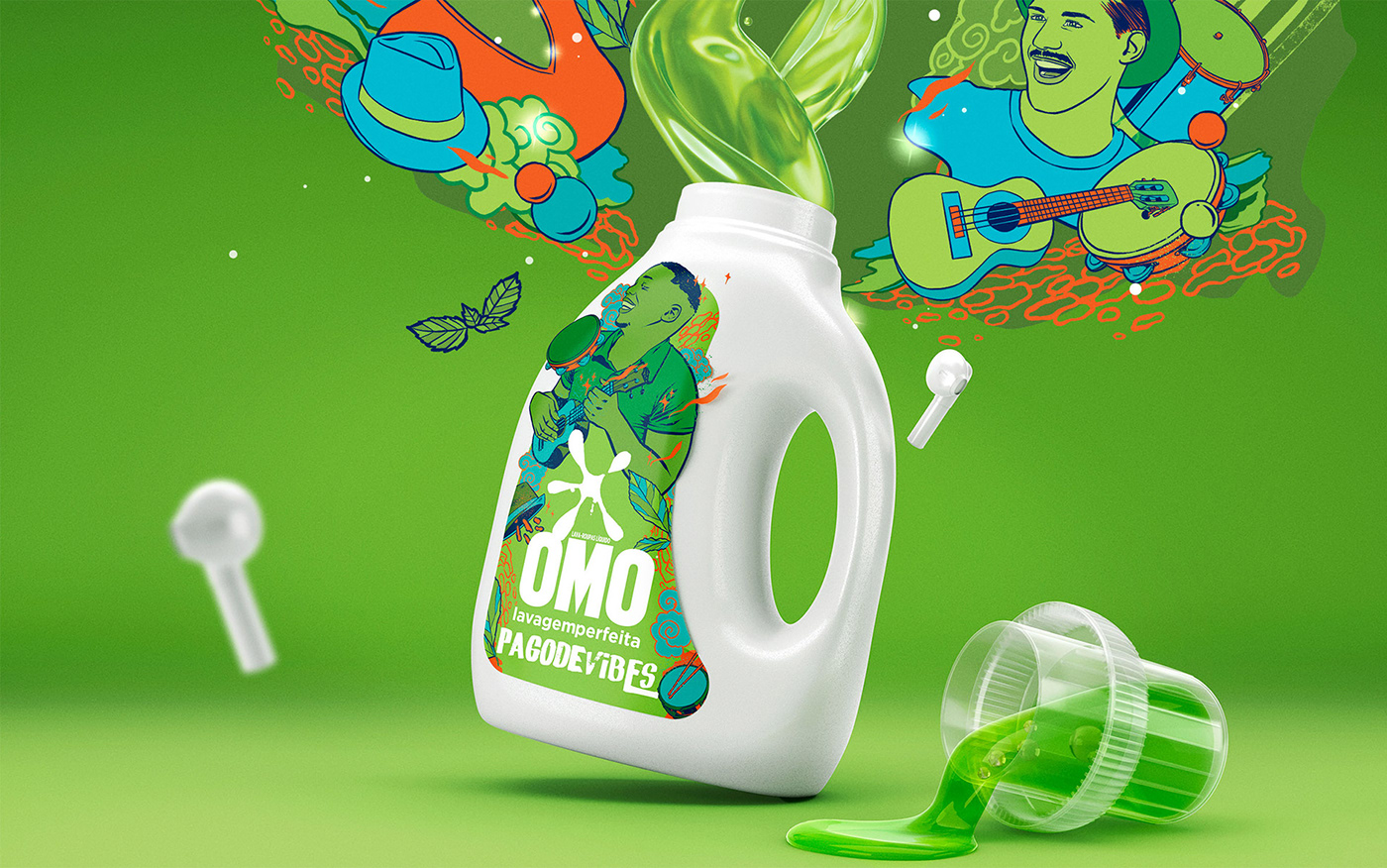 design Packaging product design  Mockup omo Unilever spotify music ILLUSTRATION 