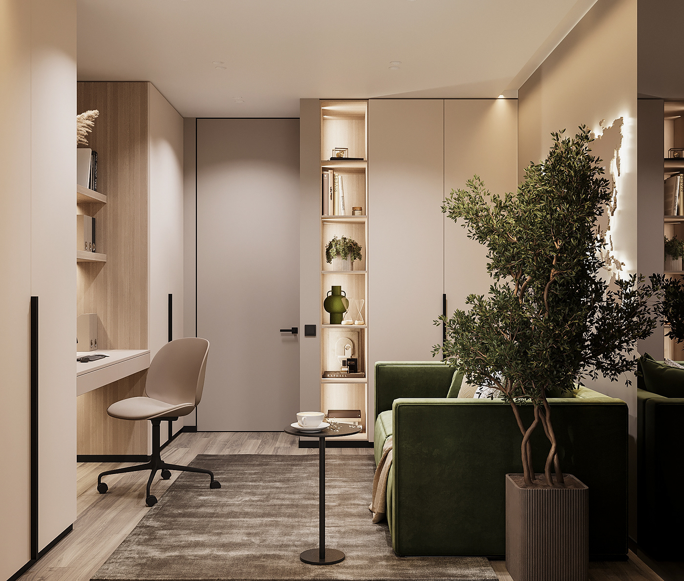 Render visualization home office 3ds max art interior design  3D corona