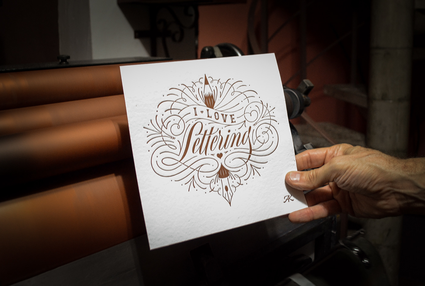caligrafia Calligraphy   hand-lettering handmade hotstamping letter arts lettering letterpress Printing process