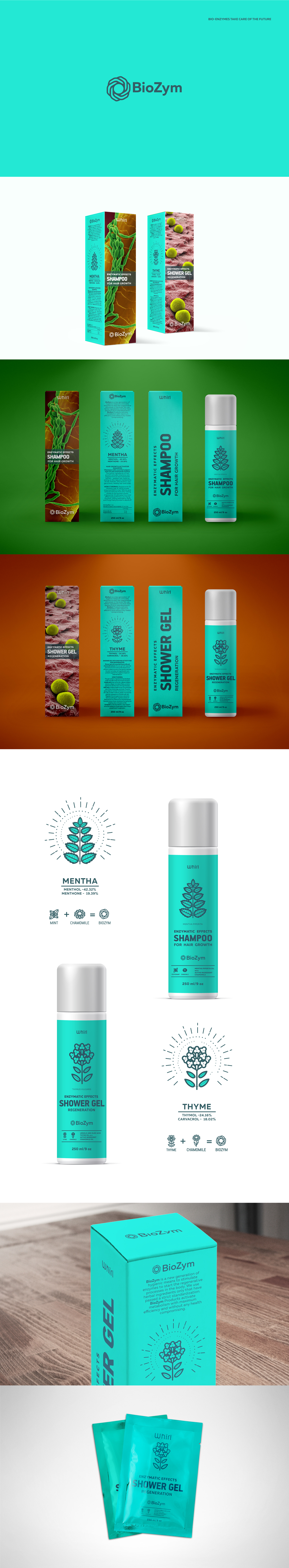 ENZYMES logo shampoo shower gel Packaging branding 