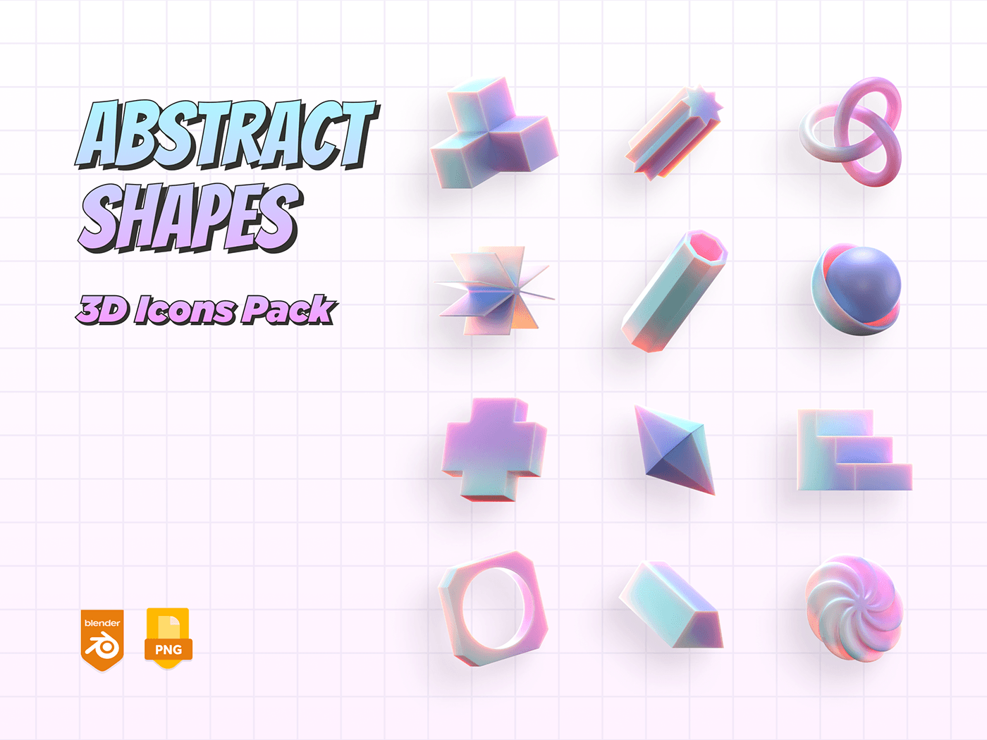 design 3D geometric shapes abstract blender icons iconpack elements Icondesign