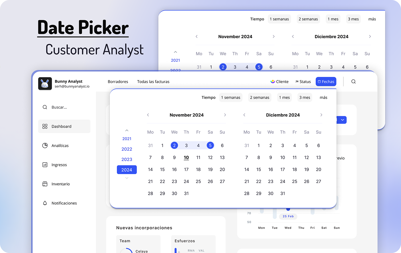 date picker UI/UX ui design user experience calendar Figma Web designer dashboard customer dark mode