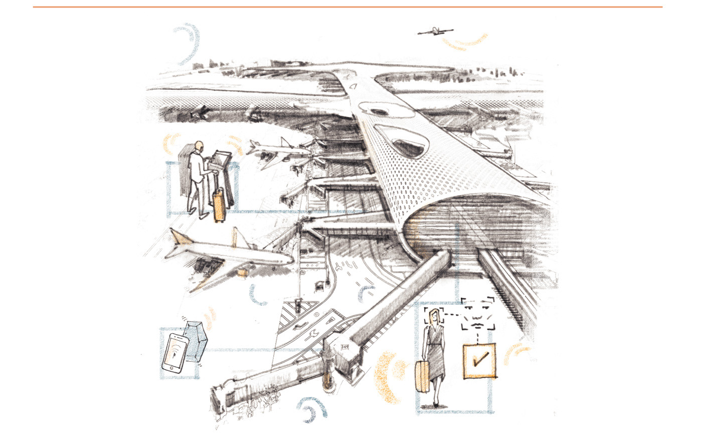conde nast traveller future transportation airport hotel Technology turkish illustrator onur kutluoglu
