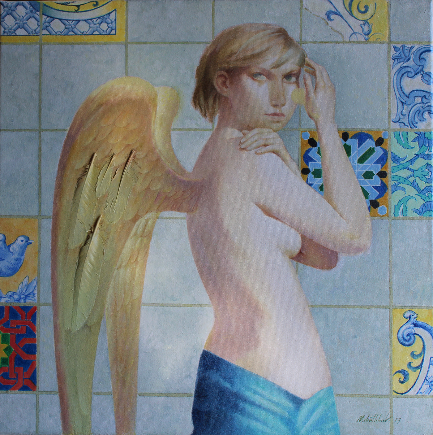 angels azulejo blue fantasy women