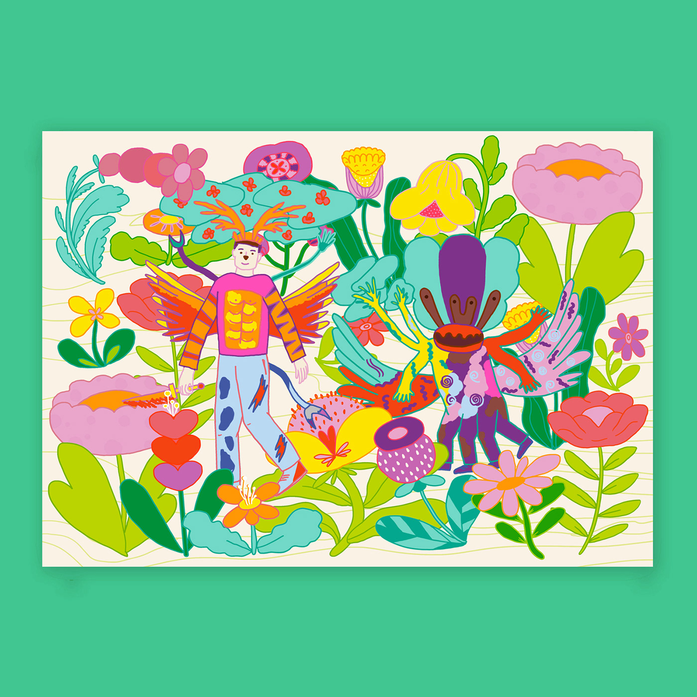 children illustration colorful fantasy floral Flowers imaginary friend kid illustration Nature