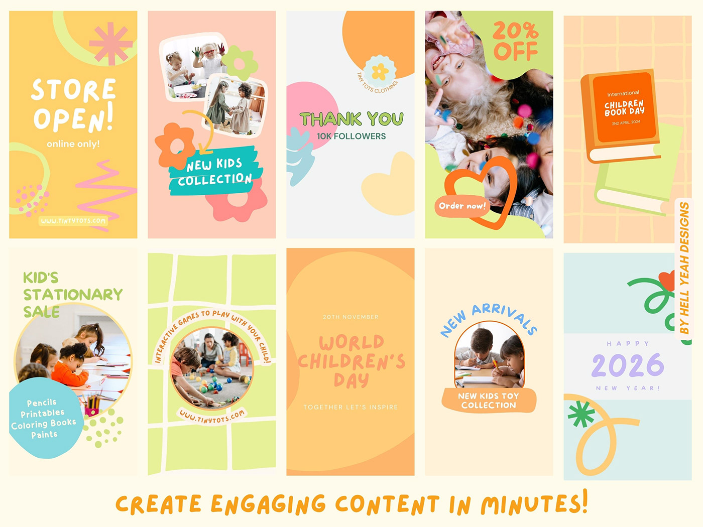 instagram colorful content Social media post funky Playful Fun children kids canva