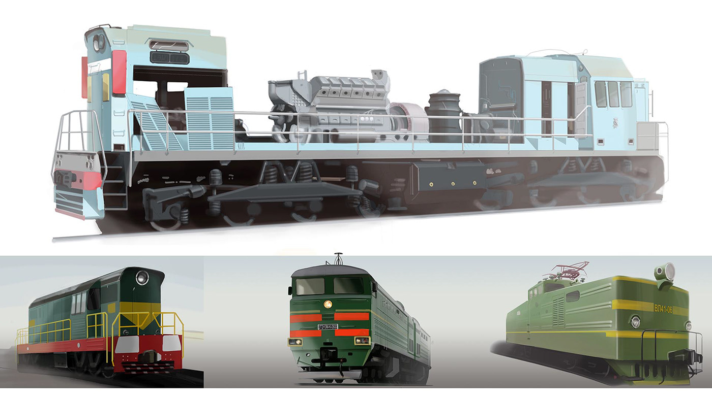Sketches of existing locomotives