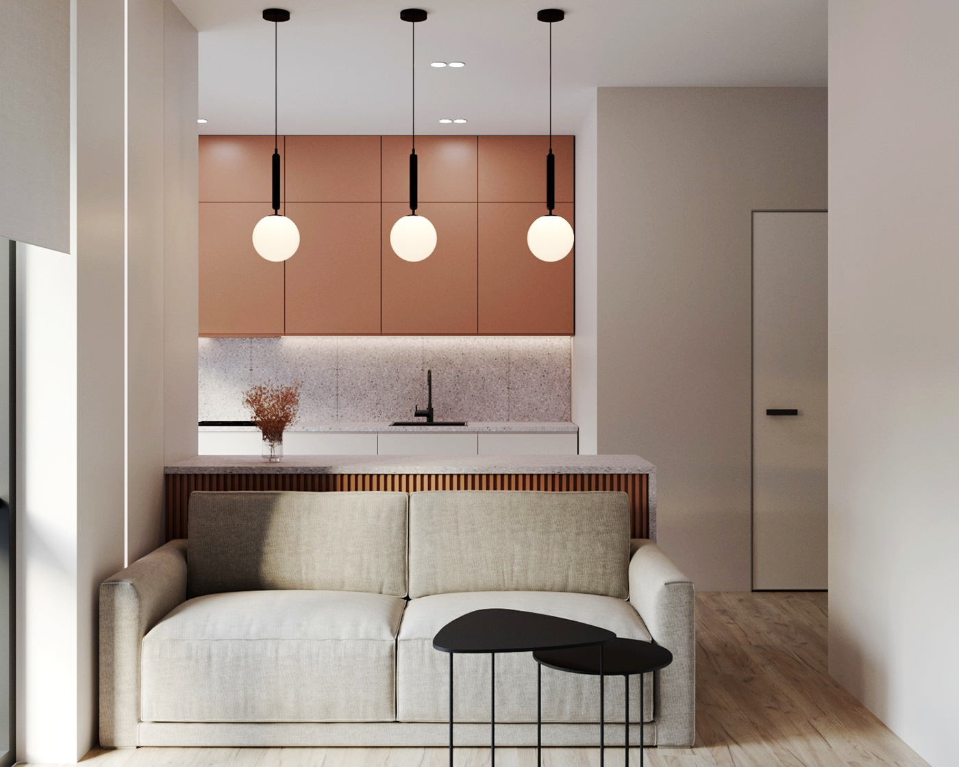 3ds max apartment design colorful DESIGN comfortable interior interior design  Minimalism Modern Design orangedesign Terrazzo visualization