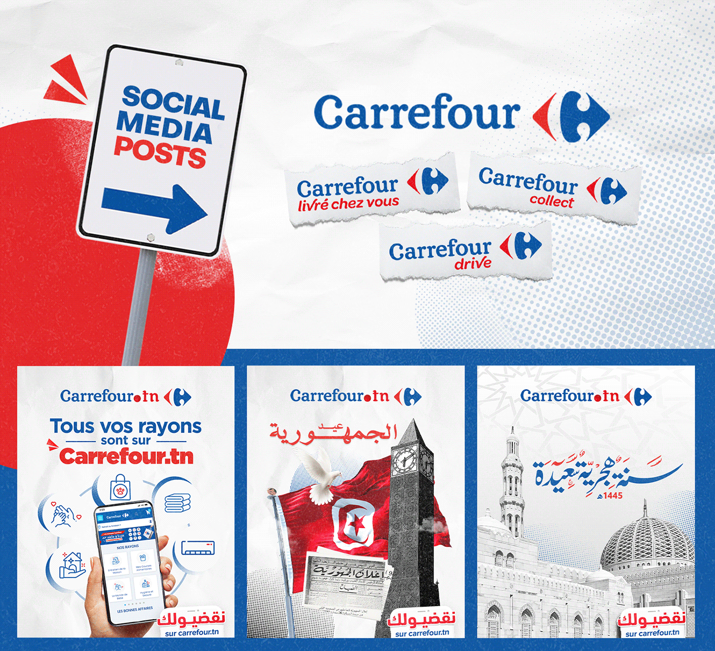 Social media post Carrefour design Advertising  marketing   banner