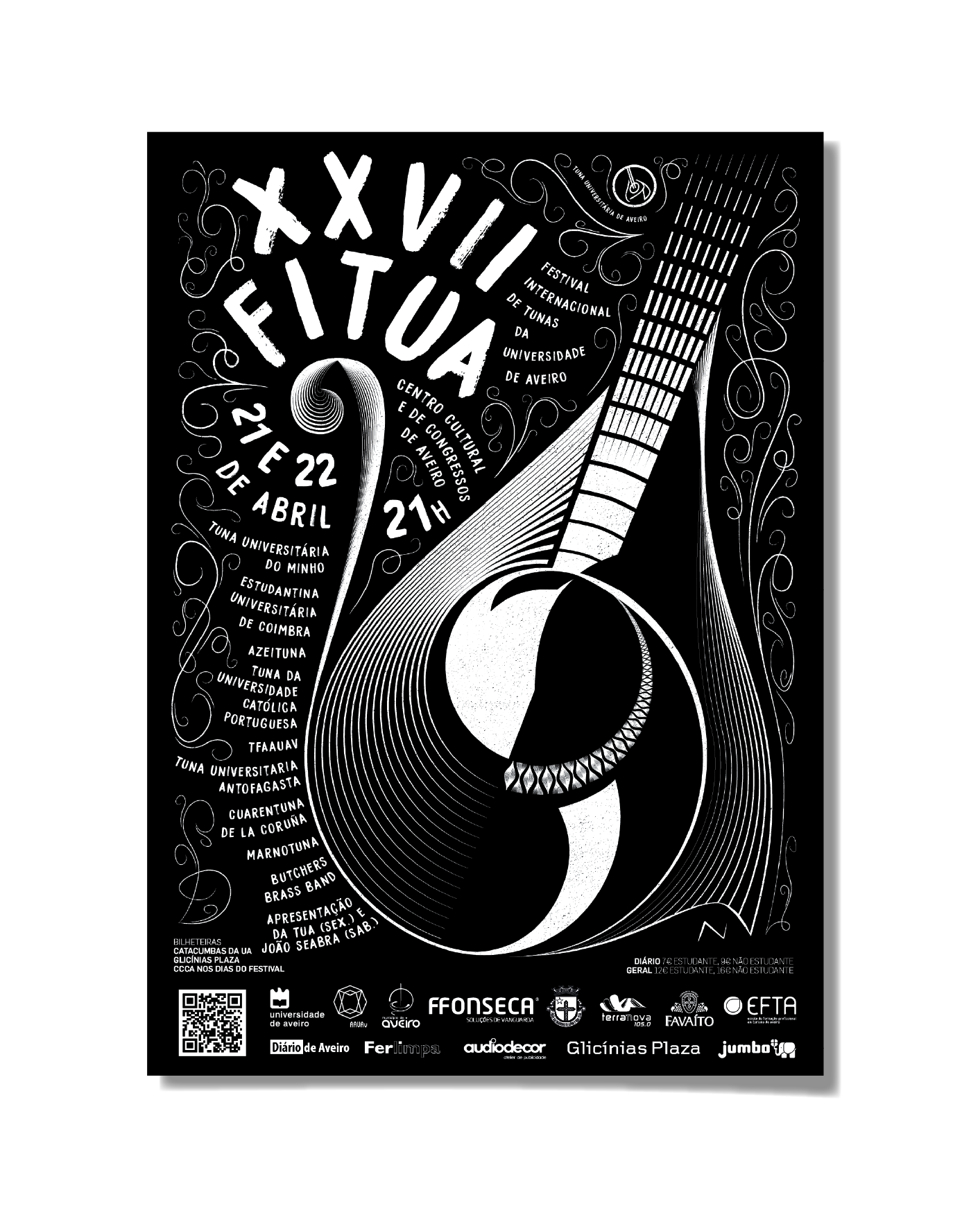 Aveiro University tuna music festival graphic design ILLUSTRATION  line communication