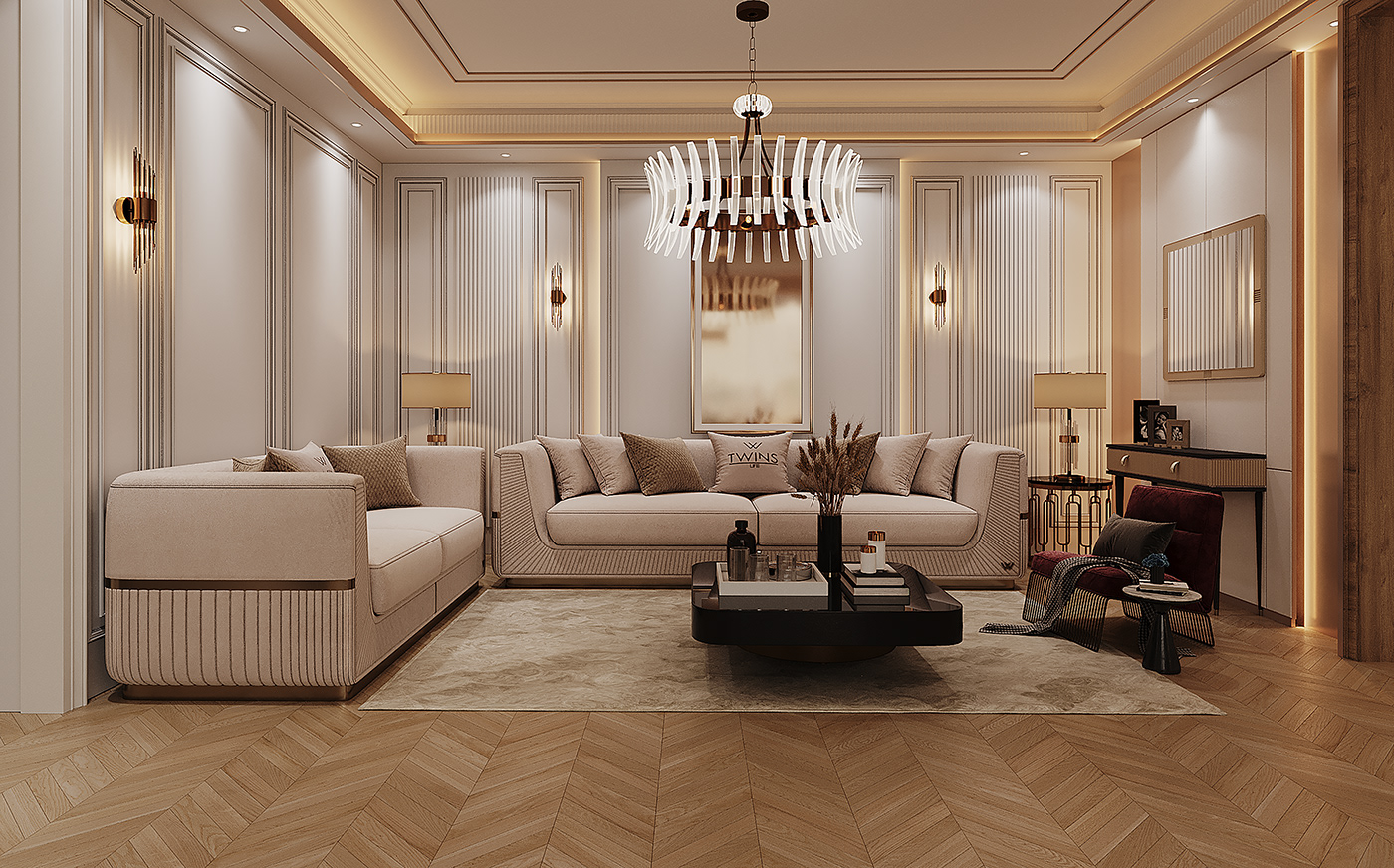 Interior architecture interior design  modern neoclassical Render 3D corona CGI decoration