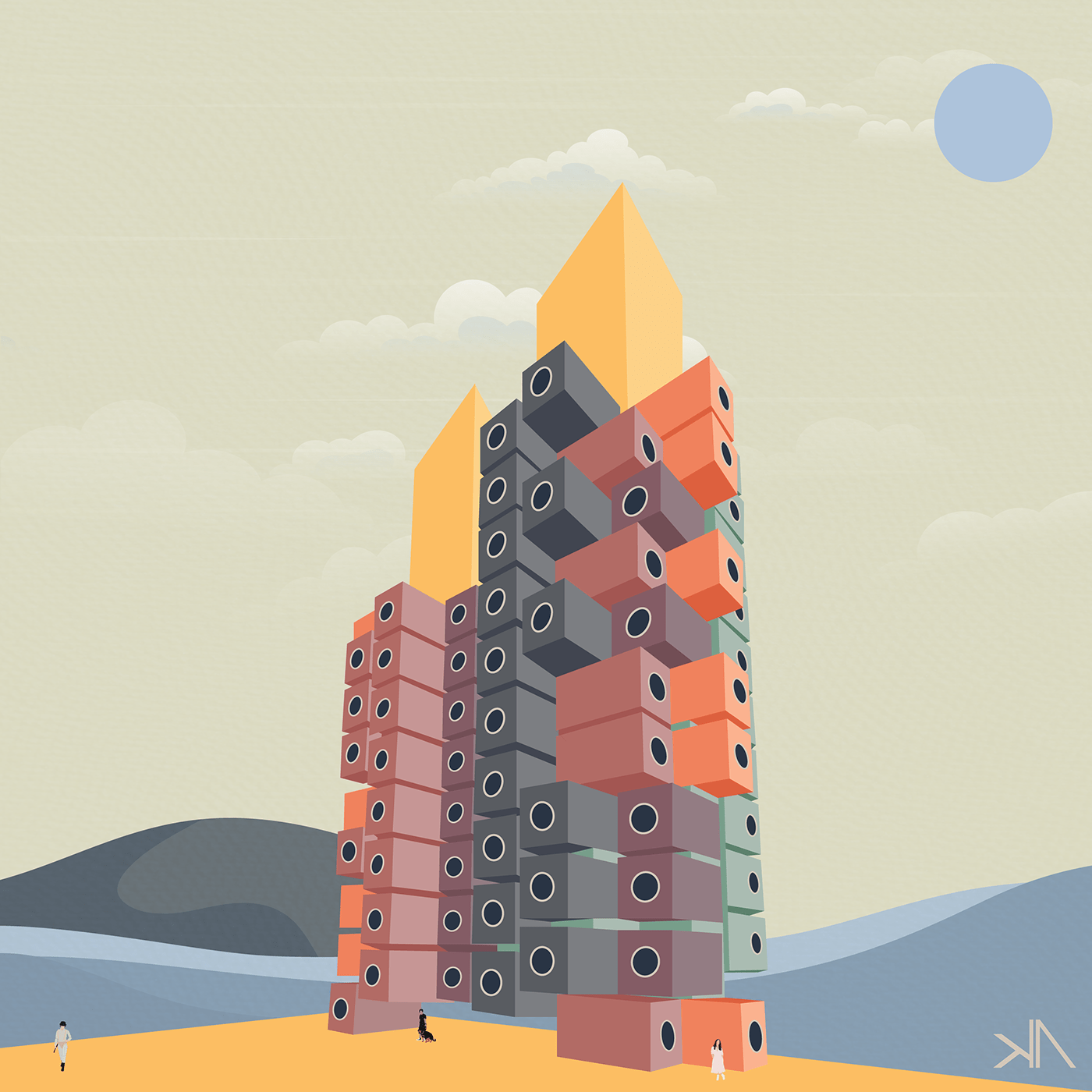 arquitectura Capsule tower illustrarch ilustración digital tokio