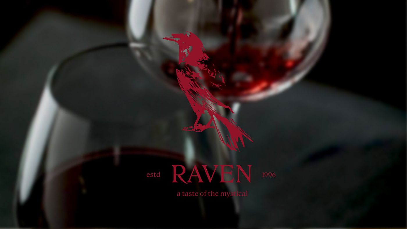 wine Label Logo Design Graphic Designer Logotype wine logo logodesigner branding  visual identity raven