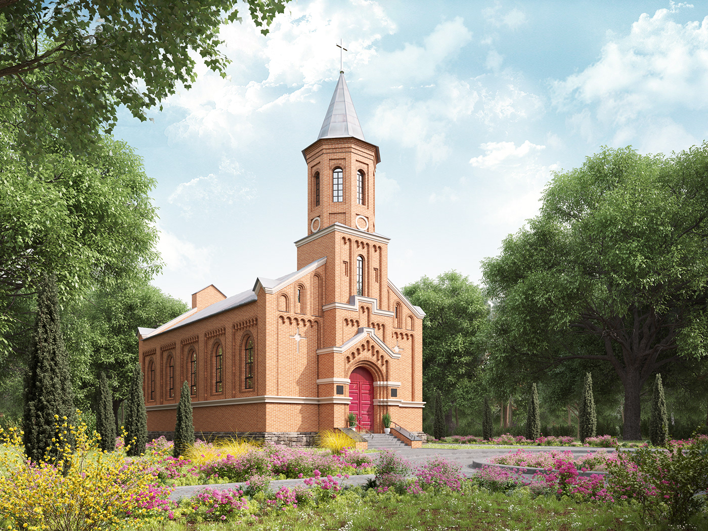 3D 3ds max photoshop Render church visualization AKArchitect