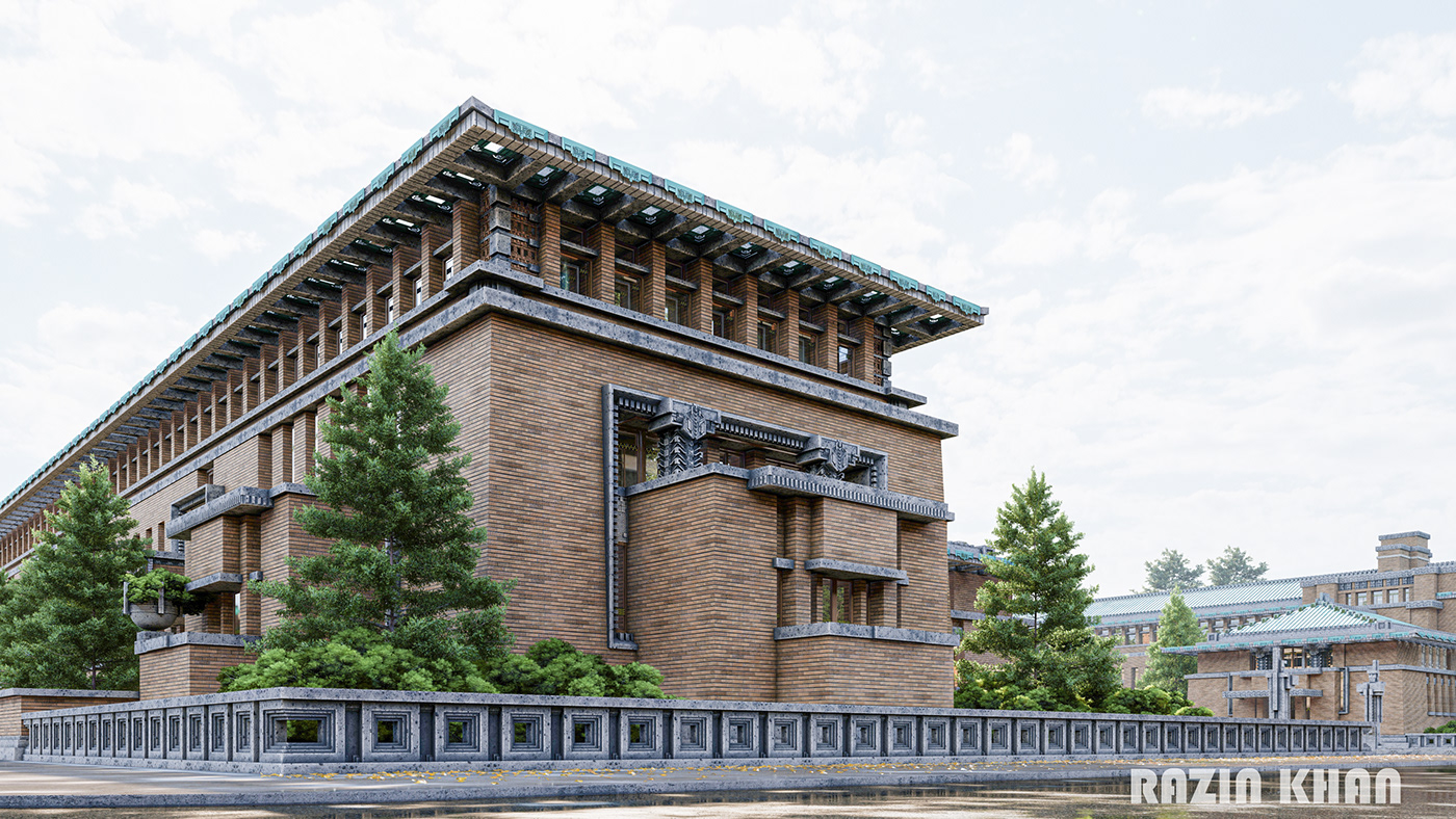 Frank Lloyd Wright imperial hotel japan lost architecture modern architecture prairie school Taliesin tokyo