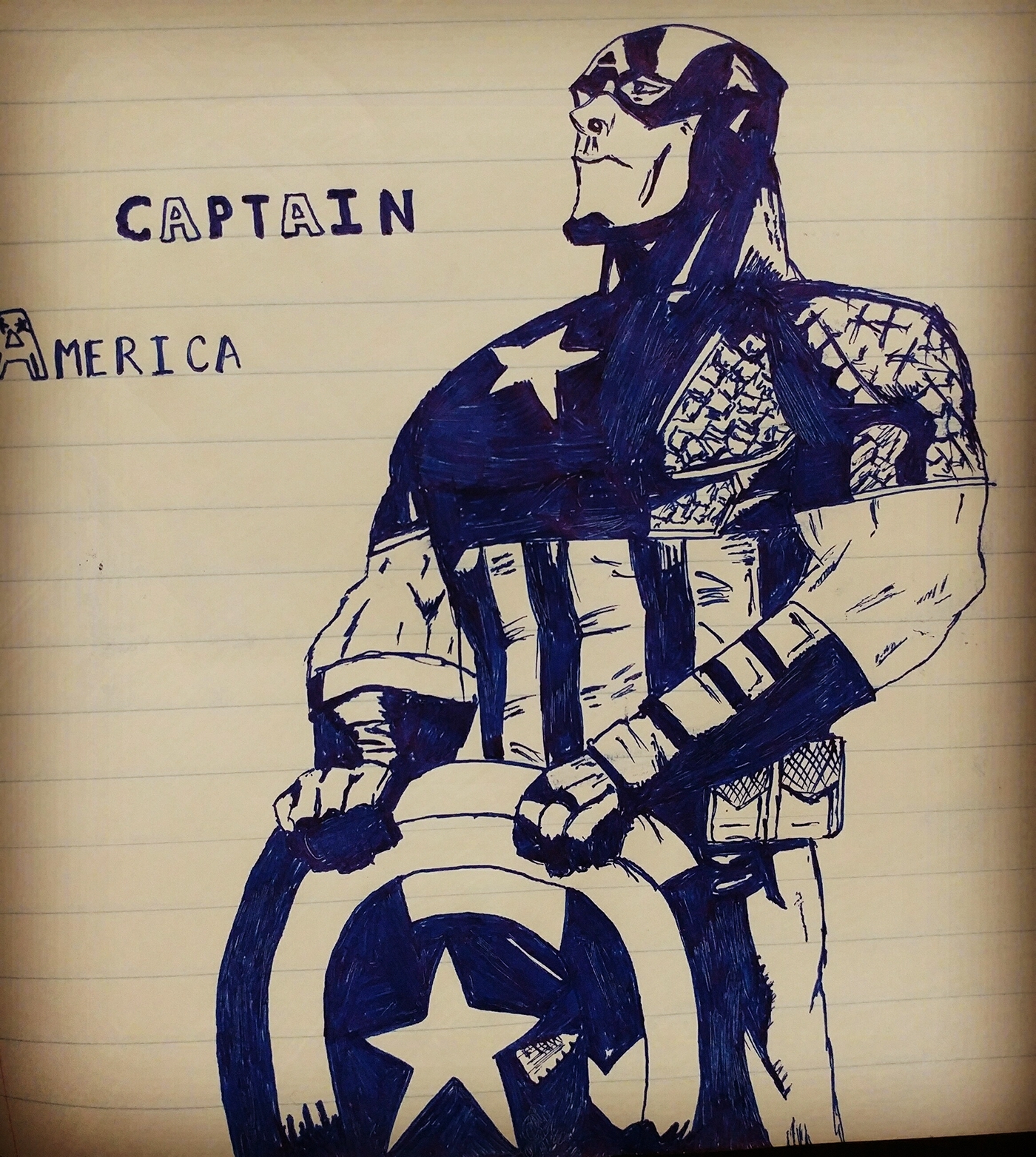 Based on the Marvel stories I used to like the movie Avengers and many others. Finally thought of putting few heroes in my drawing book. So came up with Captain America and Iron Man.