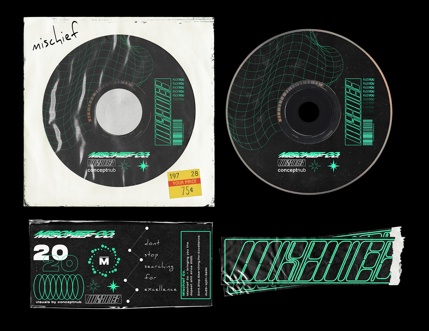 graphic design modern vintage future sticker cd Mockup texture vibrance