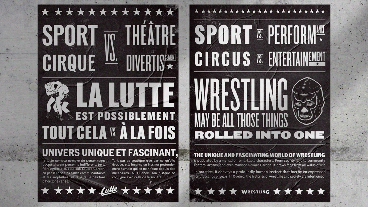 Exhibition Design  museum Exhibition  graphic design  Wrestling Quebec Circus Theatre