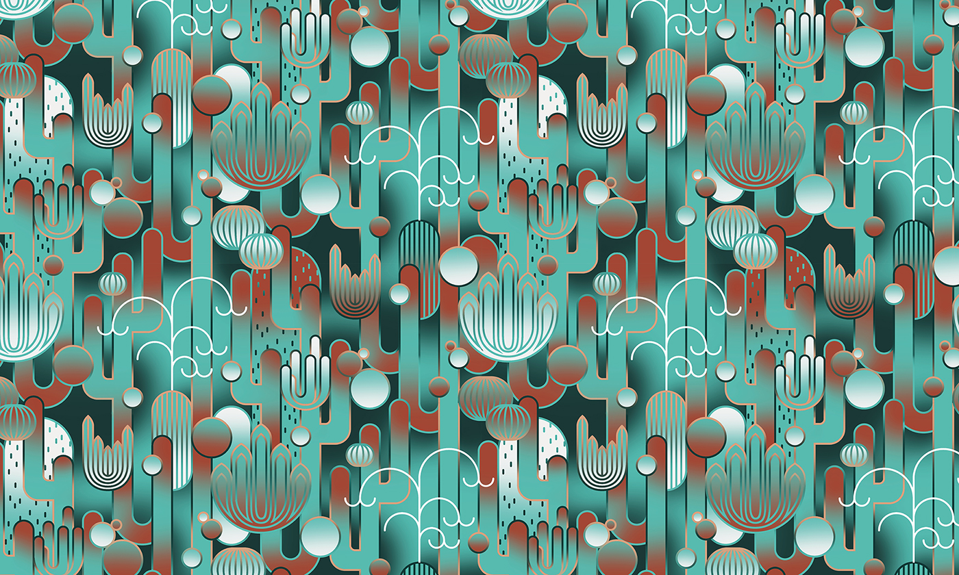 cactus color jam seamless vector gradient wallpaper